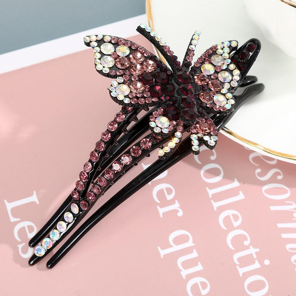 Rhinestone Hairpin Flower Leaf Butterfly Duckbill Hair Claws Retro Hair Clips Accessories For Women Shinning Ponytail Headwear