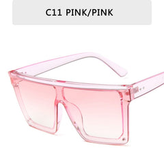 2025 Vintage Male Flat Top Sunglasses Men Brand Black Square Shades UV400 Gradient Sun Glasses For Women Cool One Piece Designer