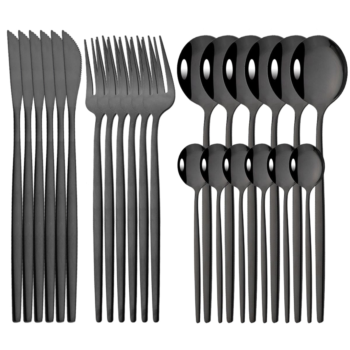 24Pcs Mirror Gold Dinnerware Cutlery Set Stainless Steel Tableware Set Knife Fork Coffee Spoon Party Flatware Silverware Set - Wowza