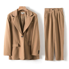 GCAROL Women Blazer And Guard Pants Sets Two Pieces OL Single Breasted Jacket Formal Suit Pleated Trousers Spring Autumn Winter