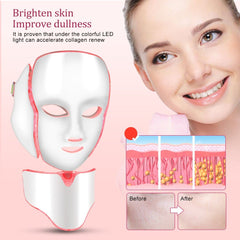 LED Facial Mask With Neck Skin Care 7 Colors Face Mask Treatment Beauty Anti Acne Therapy Whitening Korean Led Spa Mask Machine