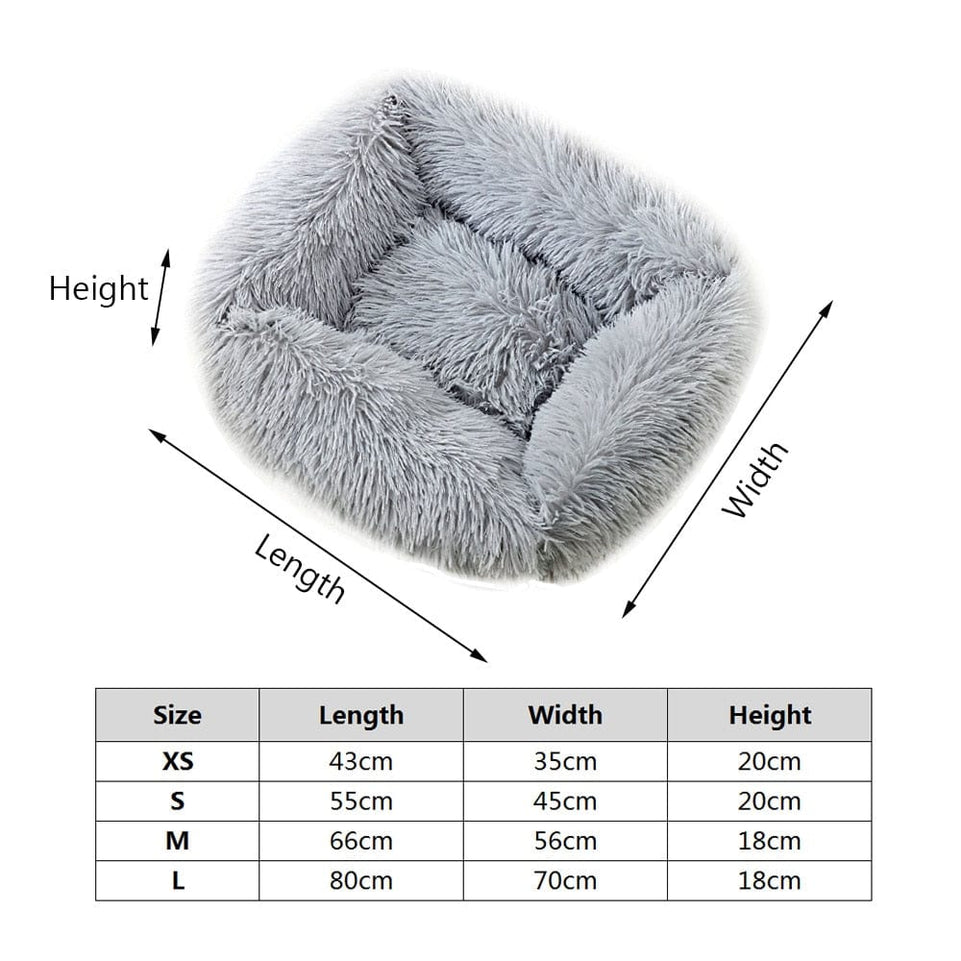 Square Dog Beds Long Plush Solid Color Pet Beds Cat Mat For Little Medium Large Pets Super Soft Winter Warm Sleeping Mats