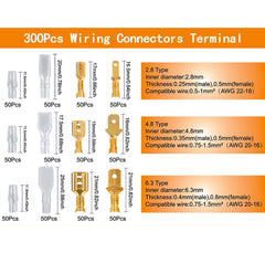 Wire Connector Male Female Box Insulated Cable Macho Connector 2.8/6.3mm Electrical Crimp Terminals Spade Connectors Assorted Kit