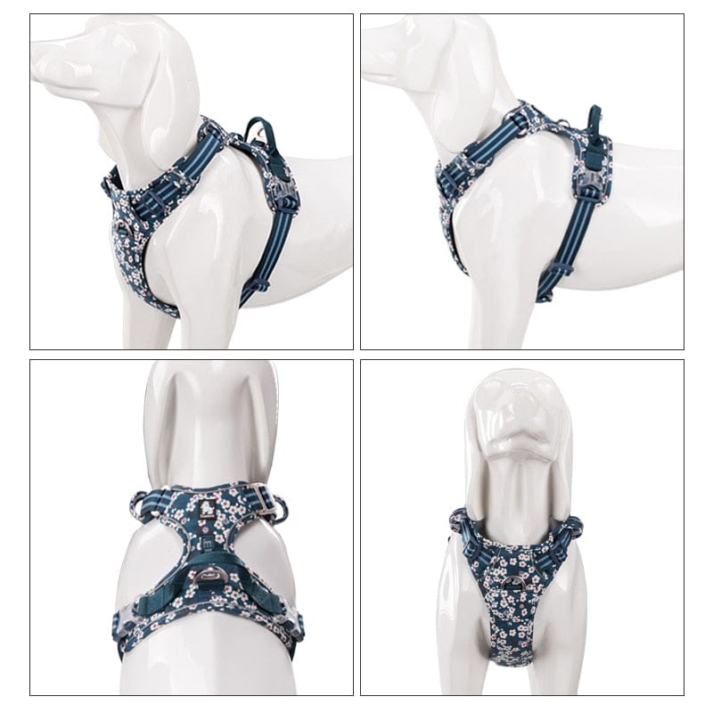 Truelove Pet Harness Floral No Pull Cotton Fabric Breathable and Reflective Soft Cats Dogs Small Medium Walking Running TLH5655 - Wowza