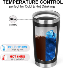 20oz Thermal Beer Mug Cups Stainless Steel Coffee Thermos Water Bottle Vacuum Insulated Leakproof With Lids Tumbler - Wowza