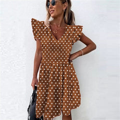 Summer Dress 2021 Women Ruffle Spring  Street Sexy Casual Slim Thin Beach Party O Neck Mini Polka Dot Dress Vestidos De Fiesta