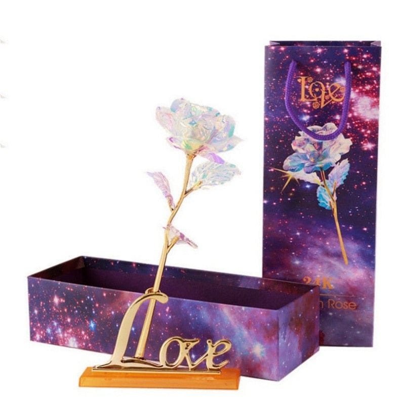 24k Gold Plated Rose With Love Holder Box Gift Valentine's Day Mother's Day Gifts Flower Gold Dipped Rose