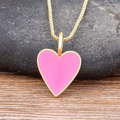 Romantic Heart Couple Necklace 5 Colors Simple Valentine's Day Sweater Chain Best Friend Lovers Wedding Party Gift Jewelry