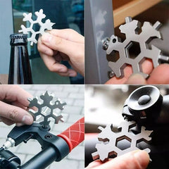 18 In 1 Snowflake Snow Wrench Tool Spanner Hex Wrench Multifunction Camping Outdoor Survive Tools Bottle Opener Screwdriver