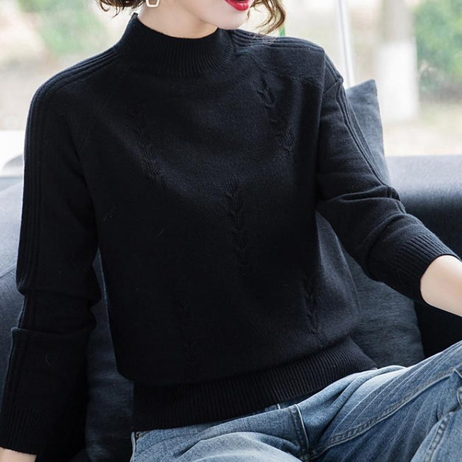 PEONFLY Turtleneck Sweater Autumn Winter Knitted Pullovers Women Sweaters Casual Loose Long Sleeve Solid Color Female Jumper