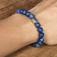 8MM Natural Stone Lapis Luzuli Beaded Antique Buddha Bracelet Fashion Tibetan Buddhism Bracelet Handmade DIYJewelry