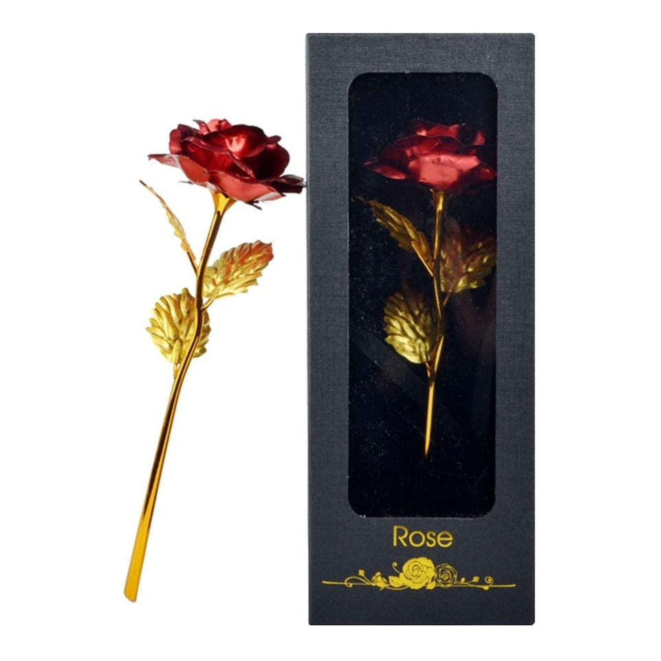 24k Gold Plated Rose With Love Holder Box Gift Valentine's Day Mother's Day Gifts Flower Gold Dipped Rose