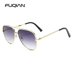 FUQIAN New Classic Metal Aviation Sunglasses Women Fashion Alloy Pilot Sun Glasses Men Gradient Lens Driving Shades Ladies UV400