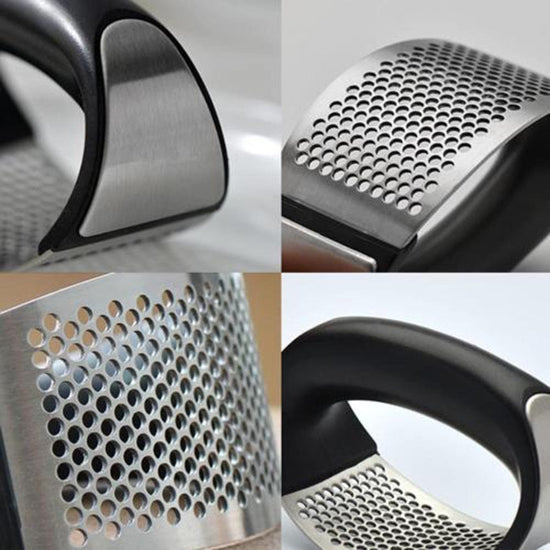 1pcs Stainless Steel Multi-function Grinding Slicer Stainless Steel O-shaped Press Hand Held Kitchen Rolling Crusher Garlic - Wowza