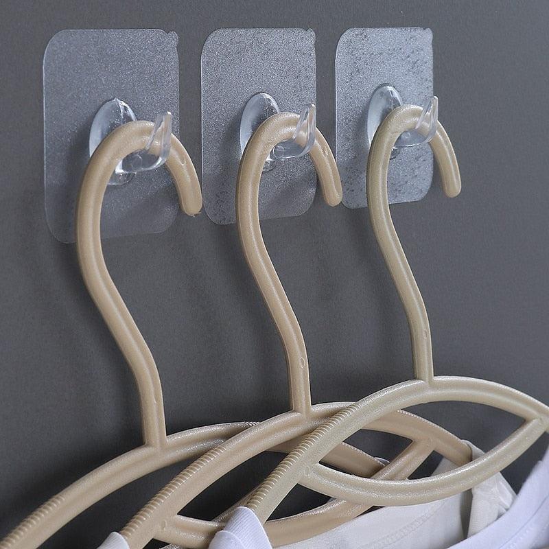 50/5Pcs Transparent Strong Self Adhesive Door Wall Hangers Hanging Kitchen Magic Bathroom Accessories Hook For Silicone Storage - Wowza