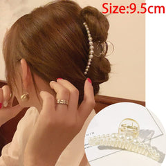 Korean Acrylic Hair Claws Pearl Claw Clips For Woman Large Size Barrette Crab  For Girl Shark Clip Fashion Hair Accessories