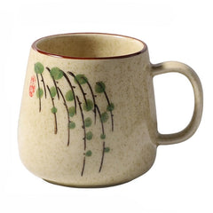 Vintage Coffee Mug Unique Japanese Retro Style Ceramic Cups, 380ml Kiln Change Clay Breakfast Cup Creative Gift for Friends - Wowza