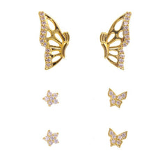 Original Half Of Butterfly Studs Earrings For Women 2021 Vintage Gold Tone Charming Earings Jewelry