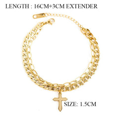 New Gold Plated Curb Cuban Chain Bracelets & Bangles For Women Stainless Steel Thick Link Chain Bracelets Fashion Jewelry