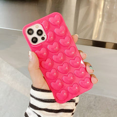 LOVECOM 3D Love Heart Candy Color Phone Case For iPhone 14 Pro 13 12 11 Pro Max XR XS X 7 8 Plus Soft Silicone Back Bumper Cover