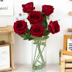 5pc Beautiful Silk Artificial Rose Flowers Wedding Home Table Decor Long Bouquet Arrange Fake Plant Valentine's Day Presents