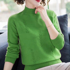 PEONFLY Turtleneck Sweater Autumn Winter Knitted Pullovers Women Sweaters Casual Loose Long Sleeve Solid Color Female Jumper