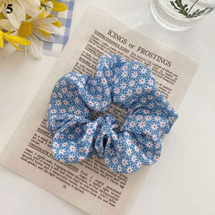 Sweet Embroidery Flowers Mesh Scrunchies Women Romantic Pink Blue Hair Rope Transparent Tulle Organza Hair Ties Hair Accessories