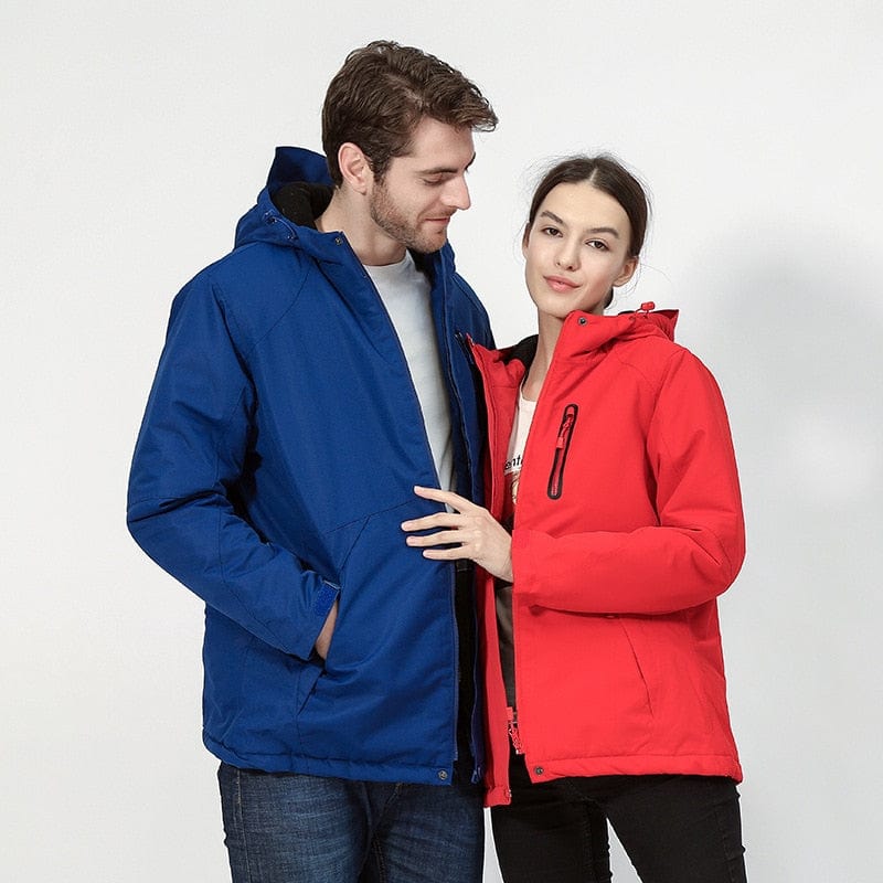 Couple USB Heated Jacket Men Women Waterproof Jacket Men Down Cotton Hiking Jacket Winter Thermal Plus Size Heated Clothing