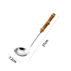 Metal Colander Stainless Steel Spoon Noodle Spoon Colander Bamboo Handle Practical Pasta Tools Soup Scoop Kitchen Accessories - Wowza