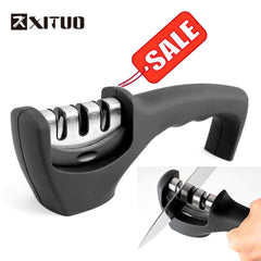 XITUO Kitchen Knife Sharpener 4 Stages 4 in 1 Diamond Coated& Fine Ceramic Rod Knife Shears and Scissors Sharpening System Tools - Wowza