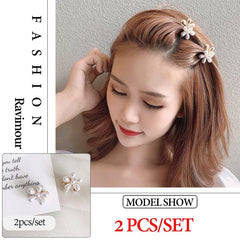 2020 New Fashion Mini Pearl Hair Claws for Women Korean Small Flower Clips Set Hair Accessories Gold Crab Girls Headwear Wedding