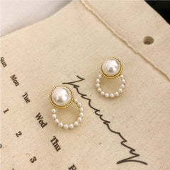 Korea New Fashion Gold Silver Color Cross Crystal Stud Earrings for Women Elegant Cute Pearl Earrings Brincos Jewelry