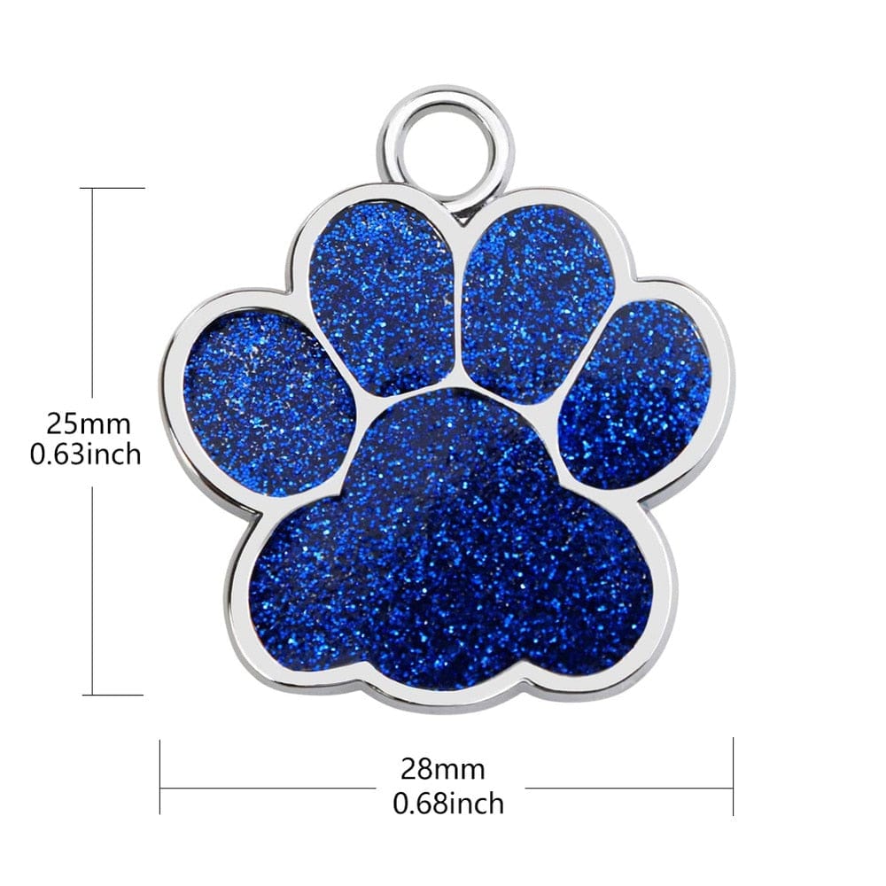 Personalized Dog Cat Tags Engraved Cat Dog Puppy Pet ID Name Collar Tag Pendant Pet Accessories Paw Glitter Pendant - Wowza