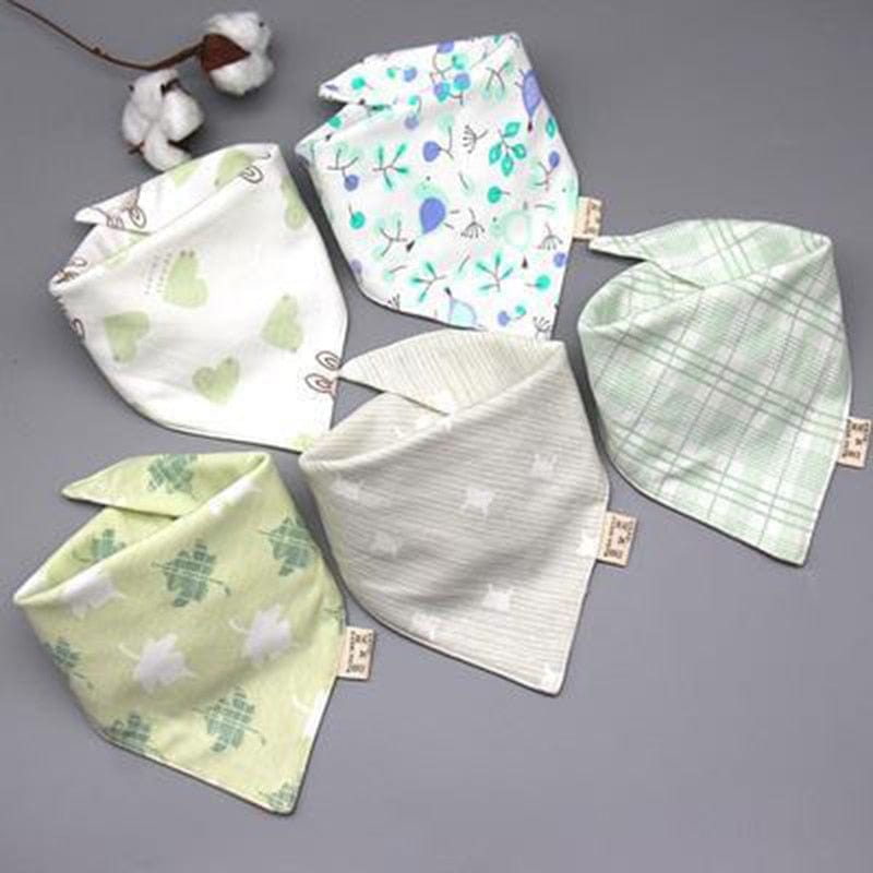 5Pcs/Set Baby Bibs Triangle Double Cotton Bandana Bibs Baby Boys Girls Babador Feeding Smock Infant Burp Cloth Baby Saliva Towel