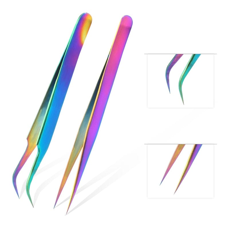 Qiao Excellent Quality Tweezers Bend+Straight New Stainless Steel Industrial Anti-static Cross Tweezers Sewing Accessories Tools