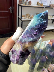 A large Natural Colored Fluorite Crystal Point Natural Crystal Wand