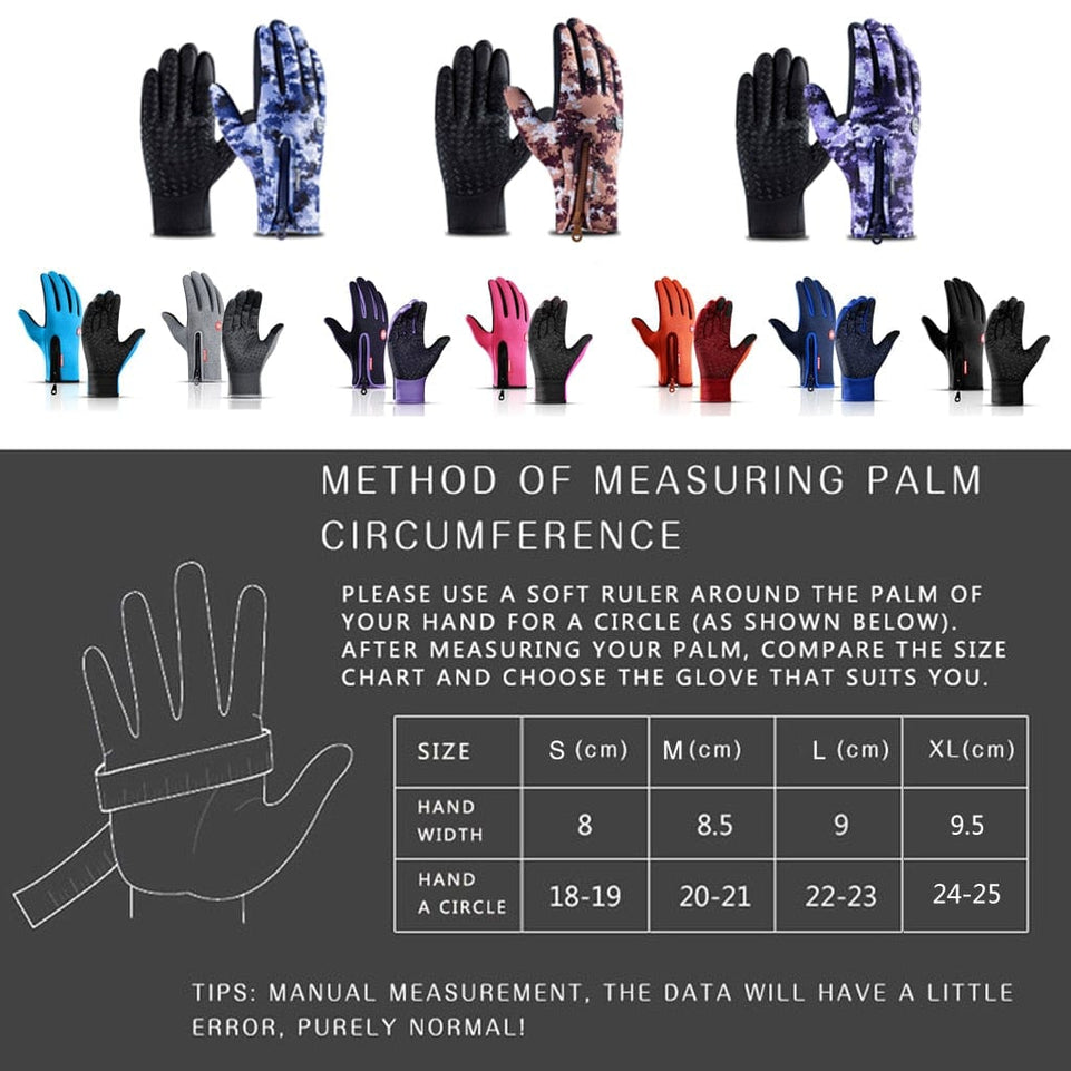 Winter Cycling Gloves Bicycle Warm Touchscreen Full Finger Gloves Waterproof Outdoor Bike Skiing Motorcycle Riding