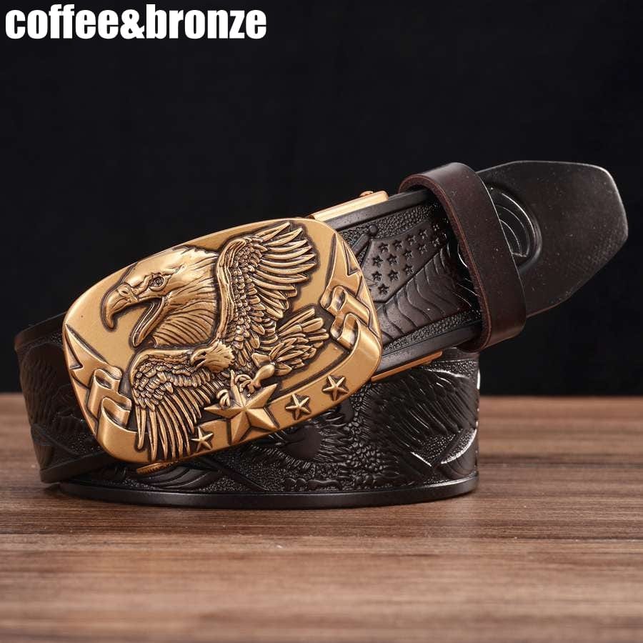 Men's Leather Belts Belts for Men Genuine Leather Ratchet Belt Automatic Buckle Wide:35mm Men Automatic Buckle Belt