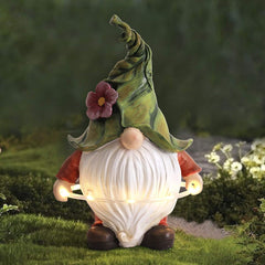 Outdoor Garden Dwarf Statue-resin Dwarf Statue Carrying Magic Ball Solar Led Light Welcome Sign Gnome Yard Lawn Large Figurine