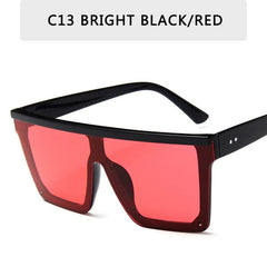 2025 Vintage Male Flat Top Sunglasses Men Brand Black Square Shades UV400 Gradient Sun Glasses For Women Cool One Piece Designer