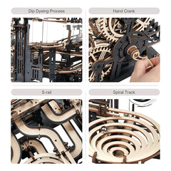 Robotime Rokr Marble Run Set 5 Kinds 3D Wooden Puzzle DIY Model Building Block Kits Assembly Toy Gift for Teens Adult Night City