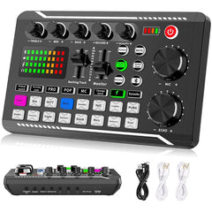 Mixing Desk Sound Card and Audio Interface with DJ Mixer Effects and Voice Changer,Bluetooth Stereo Audio for Youtube Streaming