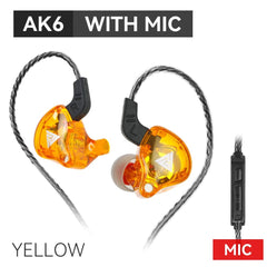 QKZ AK6 3.5mm Wired Headphones Copper Driver Stereo HiFi Earphone Bass Earbuds Music Running Sport Headsets Games Earphones