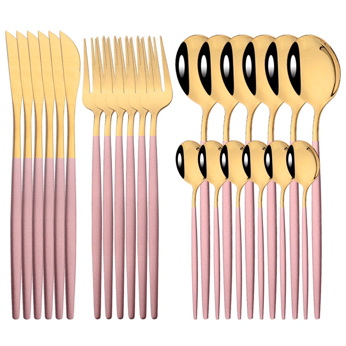 24Pcs Mirror Gold Dinnerware Cutlery Set Stainless Steel Tableware Set Knife Fork Coffee Spoon Party Flatware Silverware Set - Wowza