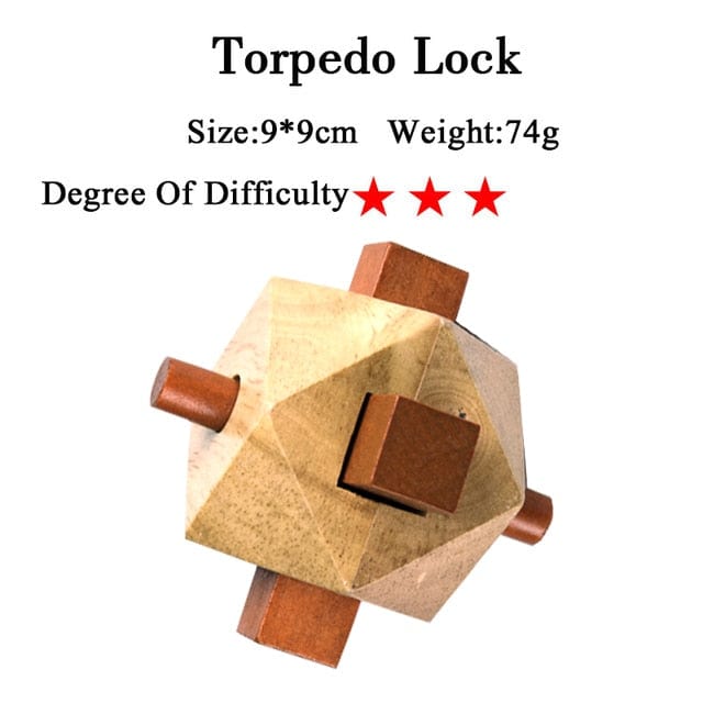 IQ Brain Teaser Kong Ming Lock Lu Ban Lock 3D Wooden Interlocking Burr Puzzles Game Toy For Adults Kids