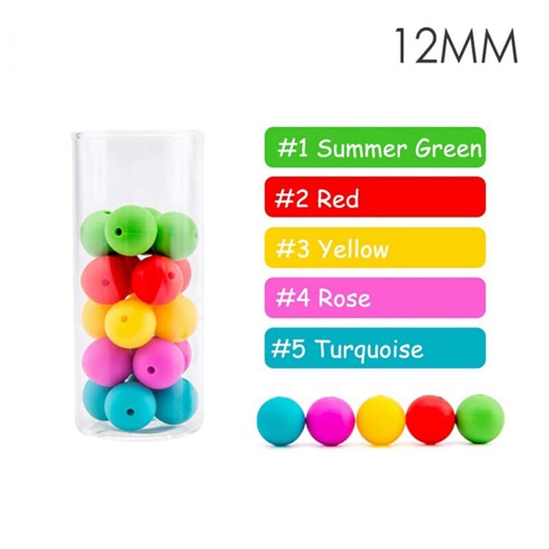 60pcs 12mm Baby Teether Silicone Beads Diy Pacifier Chain Bracelet Bpa Free Chewable Round Silicone Bead Accessories For Newborn