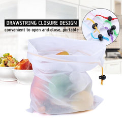 5pcs Colorful Reusable Fruit Vegetable Bags Net Bag Produce Washable Mesh Bags Kitchen Storage Bags Toys Sundries - Wowza