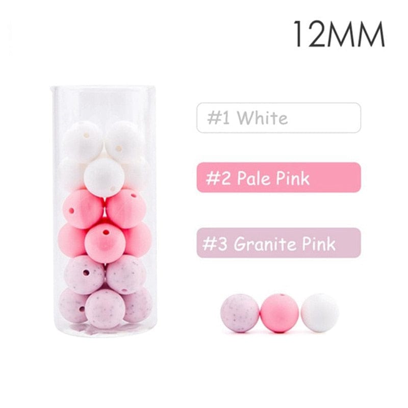 60pcs 12mm Baby Teether Silicone Beads Diy Pacifier Chain Bracelet Bpa Free Chewable Round Silicone Bead Accessories For Newborn