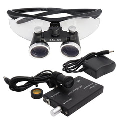 Dental Loupes Magnifier Lab Medical Magnification Binocular 2.5/3.5x420 Headlight Headlamp 5W Cloth Case