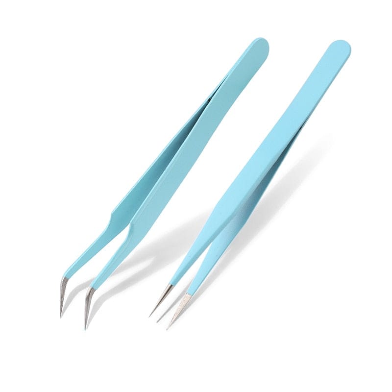 Qiao Excellent Quality Tweezers Bend+Straight New Stainless Steel Industrial Anti-static Cross Tweezers Sewing Accessories Tools